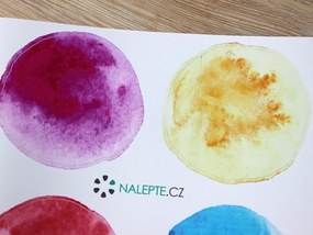 Farebné bodky textilní prelepiteľné nálepky na stenu 27 kusov 6 x 6 cm