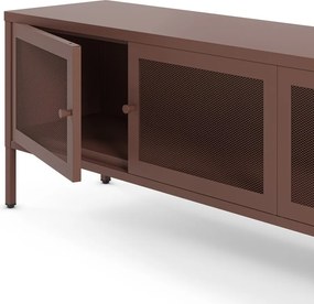 Vínovočervený kovový TV stolík 160x50x35 cm Fayna – Marckeric