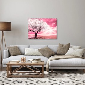 Ružový obraz stromu (70x50 cm)