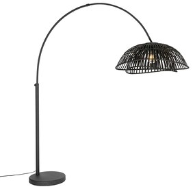 Orientálna oblúková lampa čierna bambusová - Pua
