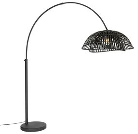 Orientálna oblúková lampa čierna bambusová - Pua