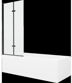 Mexen Vega obdĺžniková vaňa 170 x 70 cm s obkladom a 2-krídlovou zástenou 80 cm, Transparentné, Čierna - 550117070X9208027000