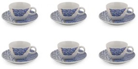Biele/modré porcelánové šálky v súprave 6 ks 0.9 l – Hermia