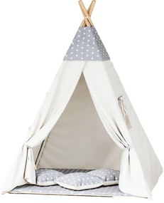 Detský stan Tipi hviezdy sivý / béžový