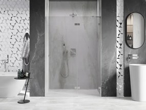 Mexen, Mexen Lunar pravé otočné sprchové dvere 130 cm, transparentné, brúsený nikel - 834-130-000-97-00-P
