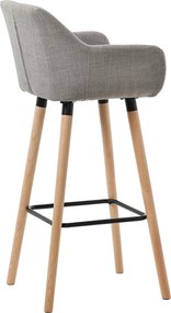 Barová stolička Grant - látka, drevené nohy natura - Sivá