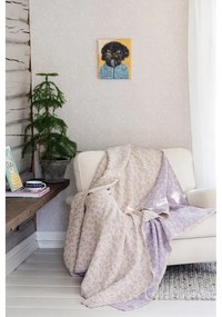 Ľanový obrus / deka Meirami 150x260, zlato-levanduľový
