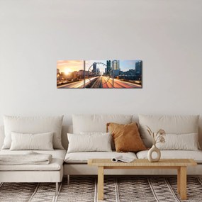 Obraz - Cesta veľkomesta (s hodinami) (90x30 cm)