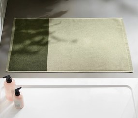 Kvalitná žakárová kúpeľňová predložka, kombinácia pieskovozelenej a machovozelenej