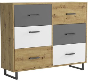 Komoda Bari 6S dub artisan/grafit/biela