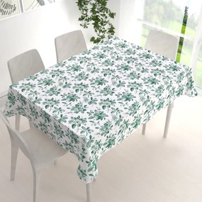 Biante Teflónový obdĺžnikový obrus TF-091 Zelené kvety na bielom 50x100 cm