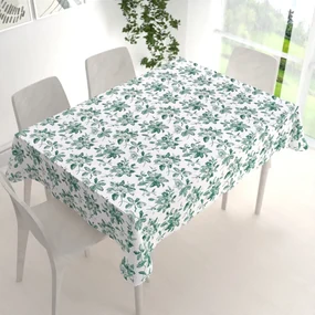 Biante Teflónový obdĺžnikový obrus TF-091 Zelené kvety na bielom 120x180 cm