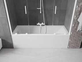 Mexen Velar Duo, vaňová zástena 2-krídlová s posuvnými dverami 190 x 150 cm, 8mm číre sklo, biely profil, 896-190-000-02-20