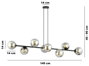 Luster na lanku ROSSI 8xE14/10W/230V čierna/šedá