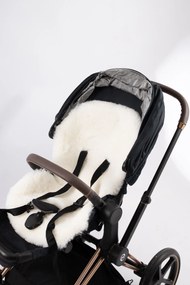 Podložka do kočíka z pravej kože biela