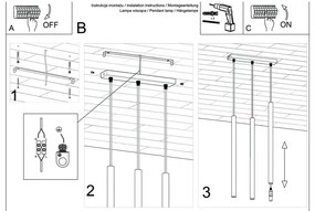 Čierne závesné svietidlo Sollux Fideus, dĺžka 30 cm