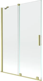 Mexen Velar, 2-krídlová posuvná vaňová zástena 120 x 150 cm, 8mm číre sklo, zlatý matný profil, 896-120-000-01-55