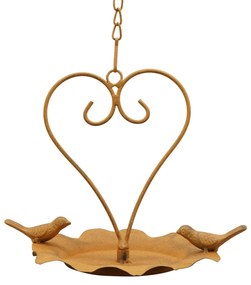 Závesné napájadlo pre vtáky Lucia, 46x22 cm, kov, žltá