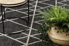 Koberec Šnúrkový SIZAL FLOORLUX 20508 čierno / strieborný Trojuholníky