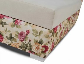 Čalúnená manželská posteľ VIVA, 200x180, kvety / béžová (2108 / aston 1)