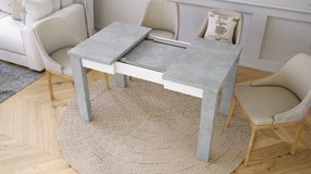 FONTE Svetlý Betón Ateliér / Biely Mat - KLASICKÝ STÔL DO KUCHYNE/OBÝVACEJ IZBY 110x75 ROZKLADANÝ DO 155 cm!