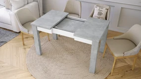 FONTE Svetlý Betón Ateliér / Biely Mat - KLASICKÝ STÔL DO KUCHYNE/OBÝVACEJ IZBY 110x75 ROZKLADANÝ DO 155 cm!