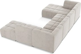 Béžová zamatová rohová pohovka (do tvaru "U") Aloha – Makamii