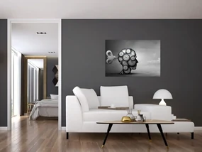 Umelecký obraz hlavy s hodinami (90x60 cm)