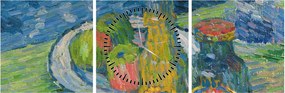 Obraz - Alexej von Jawlensky, Still Life with Bottles and Fruit, reprodukcia (s hodinami) (90x30 cm)