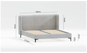 Sivá čalúnená dvojlôžková posteľ s roštom 160x200 cm Basti – Ropez