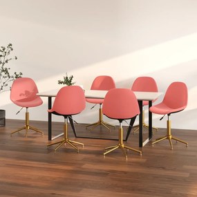 Otočné jedálenské stoličky 6 ks ružové zamatové 3086143