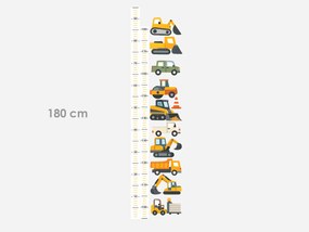 Meter a stavebné autíčka textilní prelepiteľná nálepka na stenu výška 160 cm