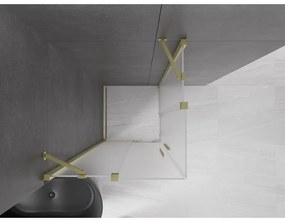 Mexen Velar Duo, sprchový kút s posuvnými dverami 90 x 90 cm, 8mm sklo námraza, zlatá matná, 871-090-090-32-55