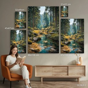 DUBLEZ | Drevený farebný obraz - Lesný potok