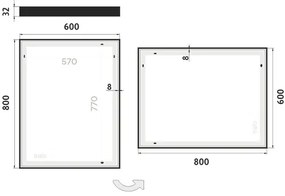 Zrkadlo do kúpeľne Nimco 600x800 cm s LED osvetlením ZPC 13002-90