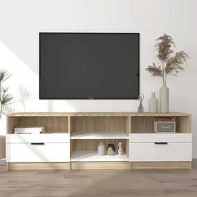 TV stolík biely a sonoma 150x33,5x45 cm spracované drevo 811462