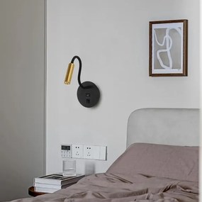 Brilagi -LED Flexibilná nástenná lampa s USB portom MAYA LED/3W/230V čierna/zlatá