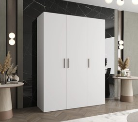 Šatníková skriňa 150 cm Borry 1 (biela + strieborná). Akcia -67%. Vlastná spoľahlivá doprava až k Vám domov. 1125759