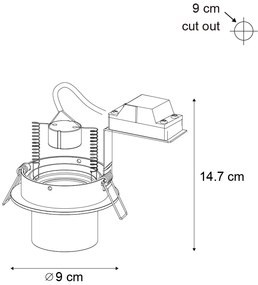 Sada 6 moderných zapustených bodových svetiel Gunmetal GU10 50 mm okrúhle, naklápacie - Installa