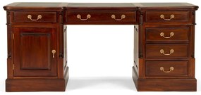 furniture-nabytek.cz - Masívny písací stôl Cambridge z mahagónu, lakovaný, hnedý so zelenou kožou – 180×80 cm