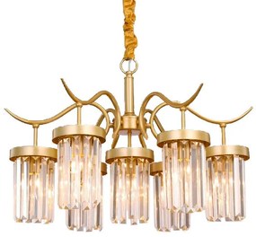 Toolight - Krištáľové závesné svietidlo 7xE27 60W, zlatá, OSW-08915