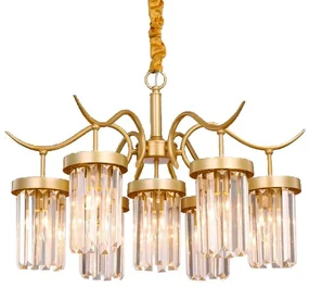 Toolight - Krištáľové závesné svietidlo 7xE27 60W, zlatá, OSW-08915