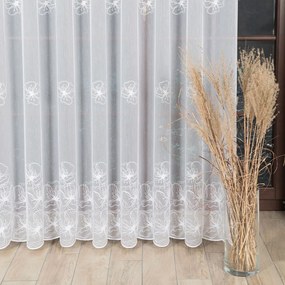 Biela tylová vyšívaná záclona FLORABELLA  - šité na mieru