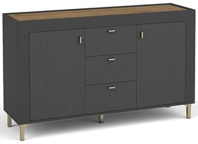 Komoda Mossa M06 2D3S dub whisky/čierna mat