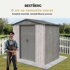 Záhradný domček BestBerg ZDB-2SD / 2,5 m² / 194 x 131 x 184 cm / dekor biele drevo / sivá