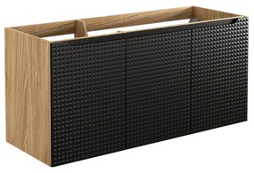 Závěsná skříňka Luxor Black s deskou a umyvadly 120 cm dub olejovaný/černá