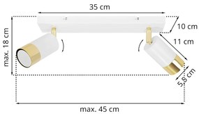 Bodové svietidlo Hugo, 2x biele/zlaté kovové tienidlo, (možnosť polohovania)