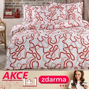 Obliečky bavlnené Kalos červené EMI 1+1 ZADARMO: Štandardný set jednolôžko obsahuje 1x 140x200 + 1x 70x90