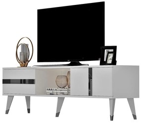 TV stolík/skrinka Vekika 2 (biela + strieborná) . Vlastná spoľahlivá doprava až k Vám domov. 1095253