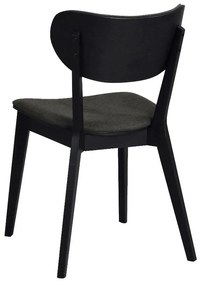 Čierna dubová jedálenská stolička s tmavosivým sedadlom Rowico Cato
